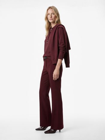 Slim Fit Flared Pants with Belt Detail and Side Pockets in Viscose Blend