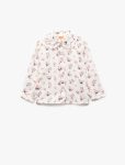 Long-Sleeved Peter Pan Collar Blouse with Floral Print and Frill Details