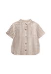 Organic Muslin Shirt for Ages 2-10 in Khaki Brown Striped