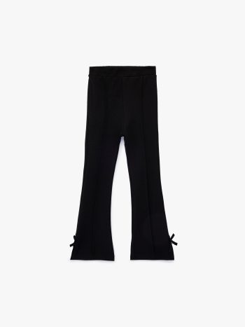 Girl's Viscose Blend Elastic Waist Bow Detail Spanish Flare Leggings