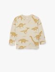 Boys' Long Sleeve Crew Neck Dinosaur Print Cotton T-Shirt