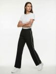 Ribbed Waist Elastic Wide-Leg Sport Sweatpants