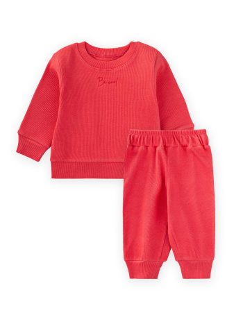 Be Cool Embroidered Sweatsuit Set 0-5 Years Coral