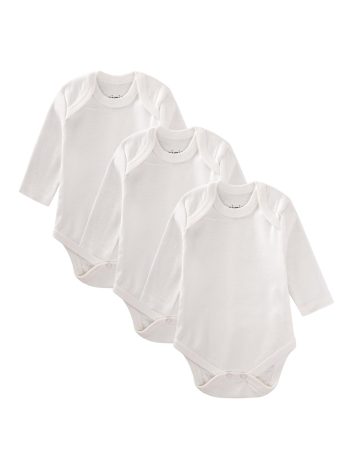 Triple Long Sleeve Bodysuit 0-3 Years White