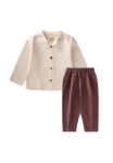 Organic Muslin Shirt Velvet Set 0-4 Years Natural