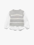Girls' Long Sleeve T-Shirt Detail Round Neck Knitted Sweater