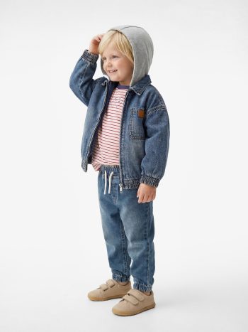 Boy's Baby Cotton Drawstring Elastic Waist Pocket Jogger Denim Pants