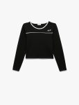 Girls' Cotton Long Sleeve Crew Neck Crop T-Shirt