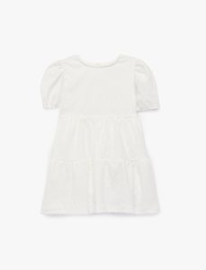 Girl's Bicycle Collar Layered Puff Sleeve Dress