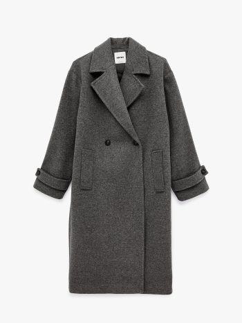 Long Cashmere Trench Coat Long Sleeve Buttoned with Pockets