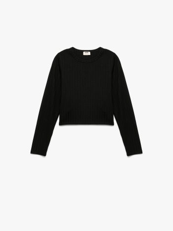 Girls' Viscose Blend Long Sleeve Crew Neck Basic T-Shirt