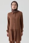 Büzgü Detaylı Tunik - Taba