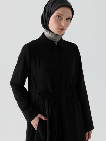 Tie-Waist Abaya - Black