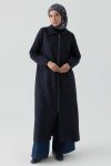 Elastic Detail Abaya - Navy Blue