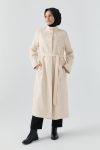 Standing Collar Detailed Coat - Ecru