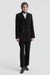 Gold Button Detailed Jacket and Pants Set - Black