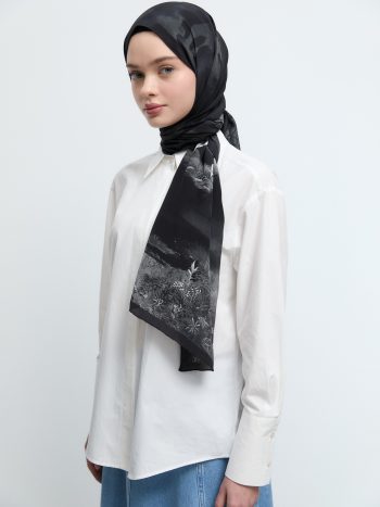 Maren Krep İpek Eşarp - Siyah