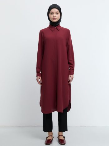 Gizli Patlı  Basic Tunik - Kiremit