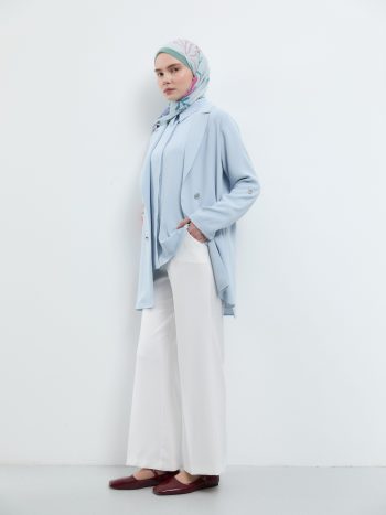 Half-Elastic Waist Basic Trousers - Ecru