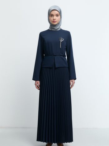 Belt Detail Dress - Navy Blue