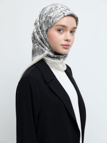 وشاح حرير تويل بيلفا - أبيض