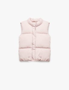 Girls' Stand Collar Zipperless Sleeveless Puffer Vest