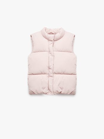 Girls' Stand Collar Zipperless Sleeveless Puffer Vest