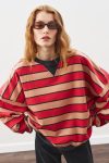 OVERSIZED STRIPED SWEATSHIRT RED