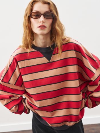 OVERSIZED STRIPED SWEATSHIRT RED