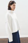 YÜKSEK YAKALI OVERSIZE SWEATSHIRT EKRU