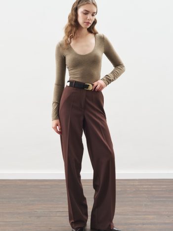 UZUN PAÇA STRAIGHT PANTOLON ACI KAHVE