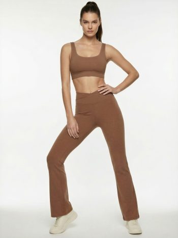Asymmetric High-Waist Slim Fit Flare Leg Sports Leggings