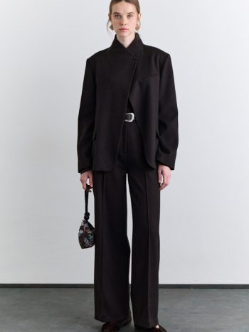 KLASİK PİLELİ KUMAŞ PANTOLON KAHVERENGİ