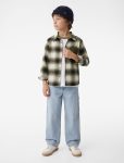 Boys' Cotton Long-Sleeve Classic Collar Plaid Flannel Shirt with Pocket Detail
