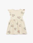 Girl's Cotton Scoop Neck Sleeveless Ruffle-Trimmed Heart-Print Mini Dress