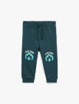 Cotton Dinosaur Print Drawstring Hooded Jogger Sweatpants