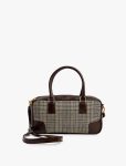 Women's Faux Leather Detailed Handle Shoulder Bag with Check Pattern