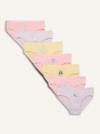 Animal Print 7-Piece Girls' Briefs Panty Set