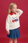 Oversize Heart-Embroidered Polo Collar Sweatshirt for Baby Girls
