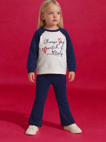 2-Piece Set Printed Sweatshirt and Leggings for Baby Girls