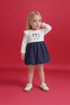Embroidered Long-Sleeve Ribbed Bodysuit Dress for Baby Girl