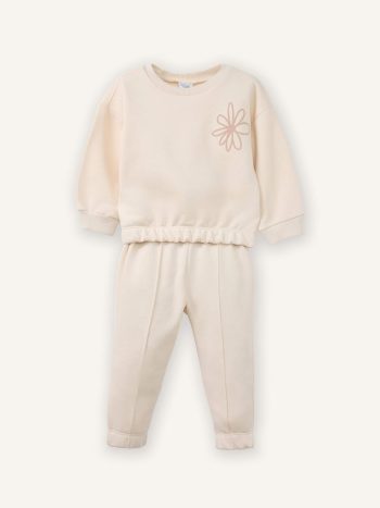 Embroidered 2-Piece Set Sweatshirt and Sweatpants for Baby Girls