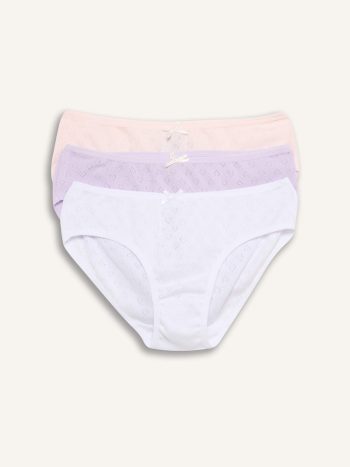 Heart Pattern 3-Pack Slip Panties for Girls