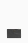 Zippered Leather Card Holder - Black