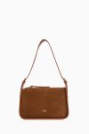 Belt-Strap Suede Handbag - Tobacco