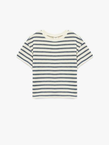 Boys' Cotton Short Sleeve Crew Neck Striped T-Shirt