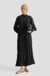 Black Modal Dress with Crinkle Effect