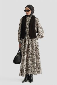 White Floral Print Flared Dress