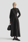 Belt-Detailed Cotton Dress in Black