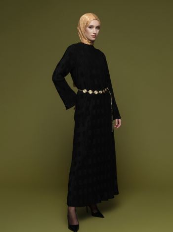 Jacquard Knit Dress Black